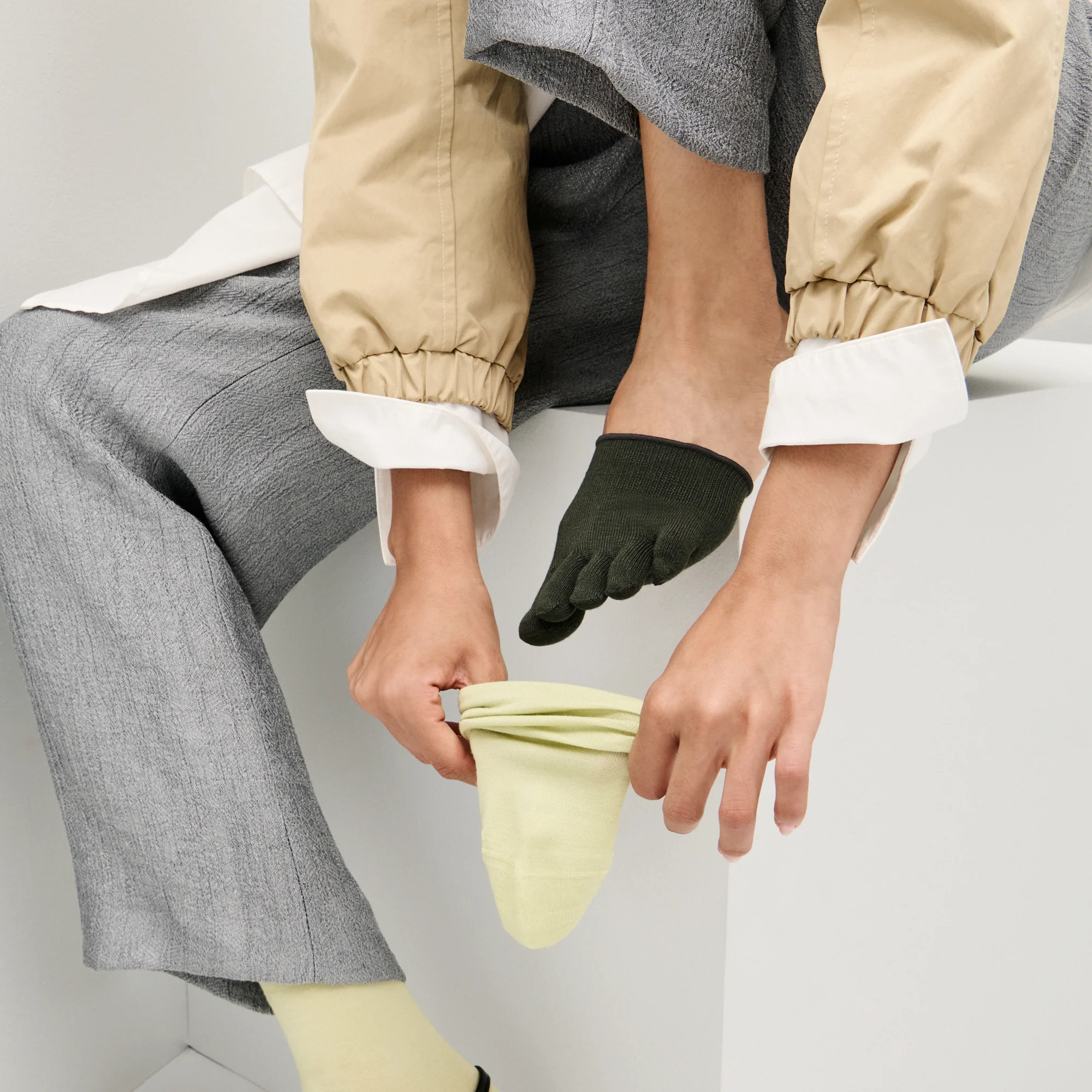 Green Tea Silk Toe Cover Socks - Image 2