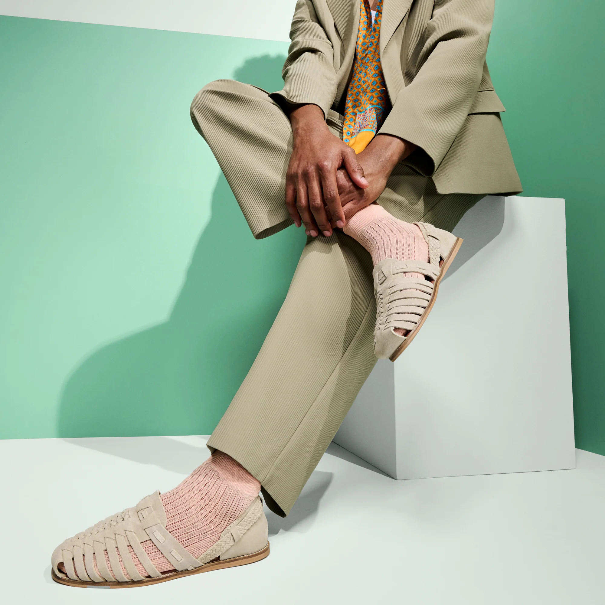 Artisan Stripe Mesh Cotton Quarter Socks - Image 2