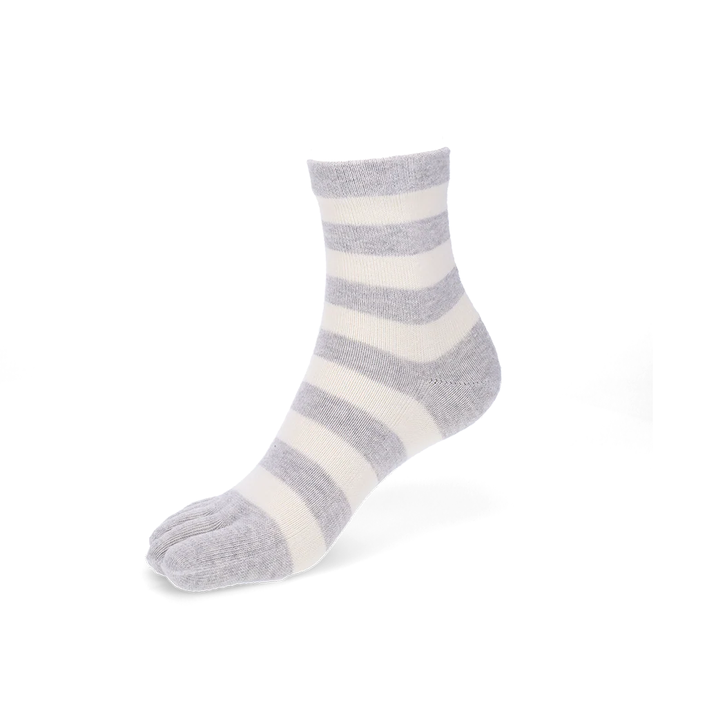 Bold Striped Cotton Toe Quarter Socks - Image 3