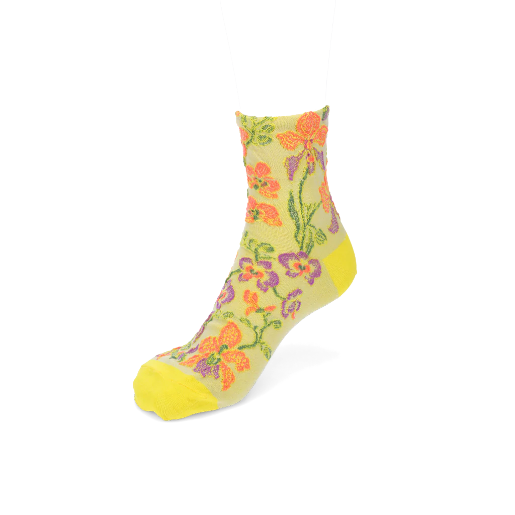 Cotton-Linen Crepe Float Orchid Quarter Socks - Image 4