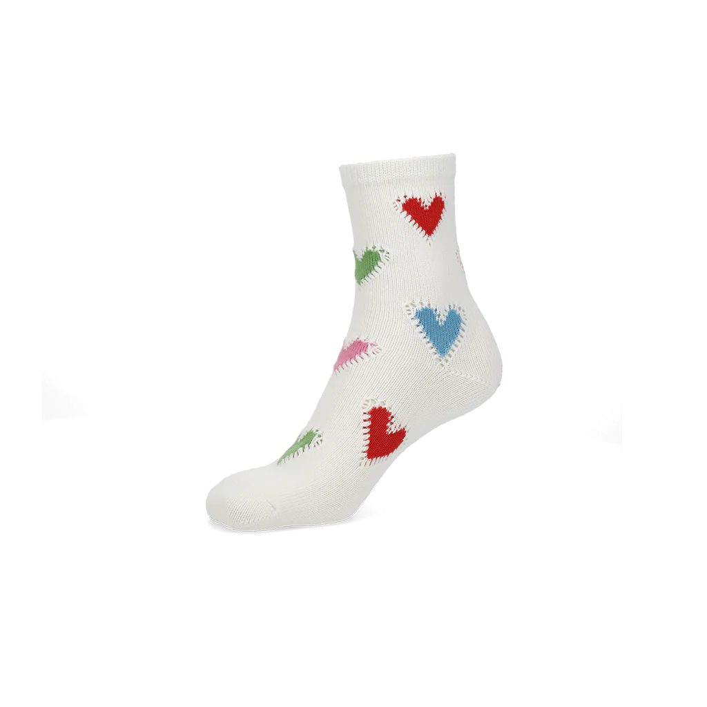 Crochet Heart Cotton Crew Socks - Image 3