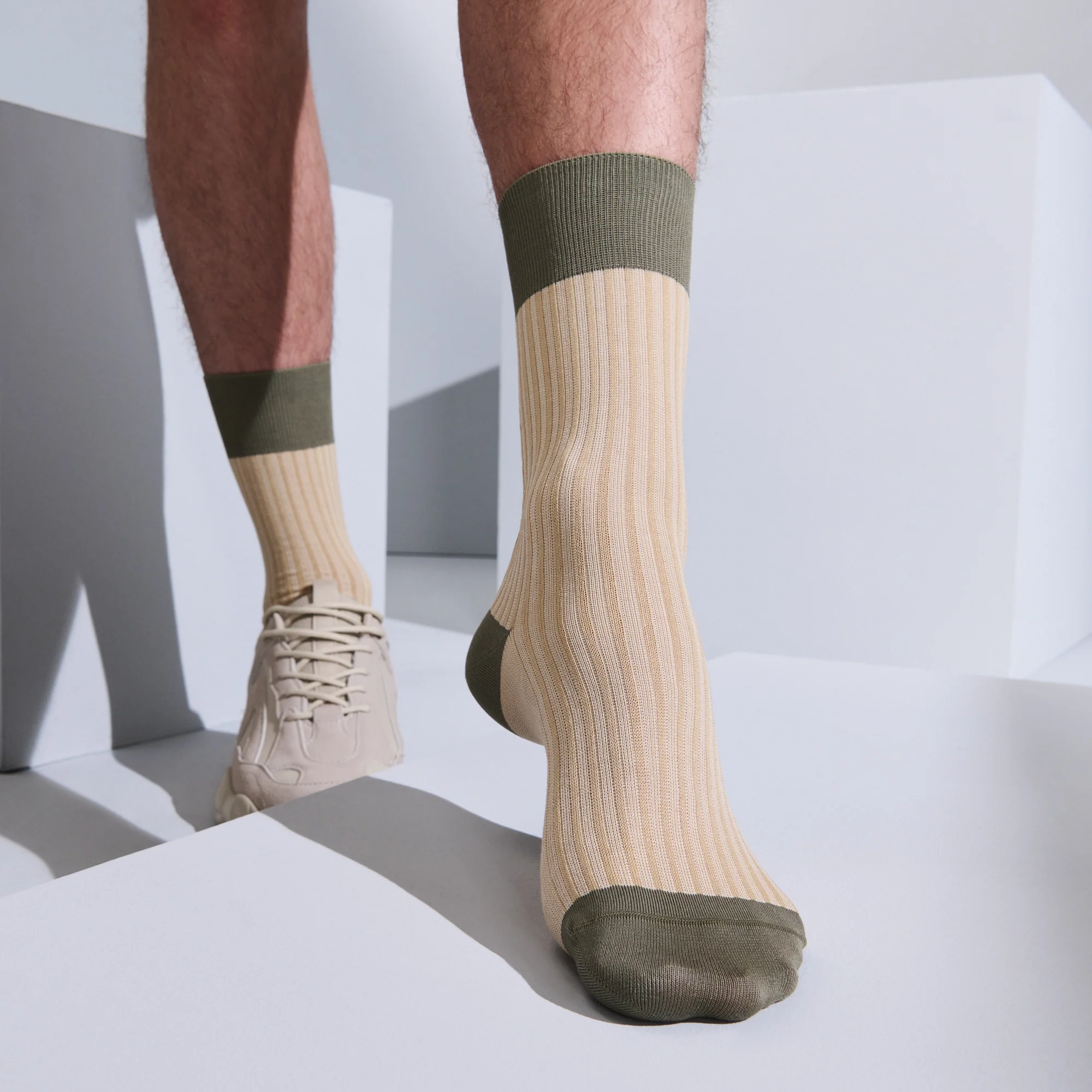 Striped Silky Cotton Crew Socks