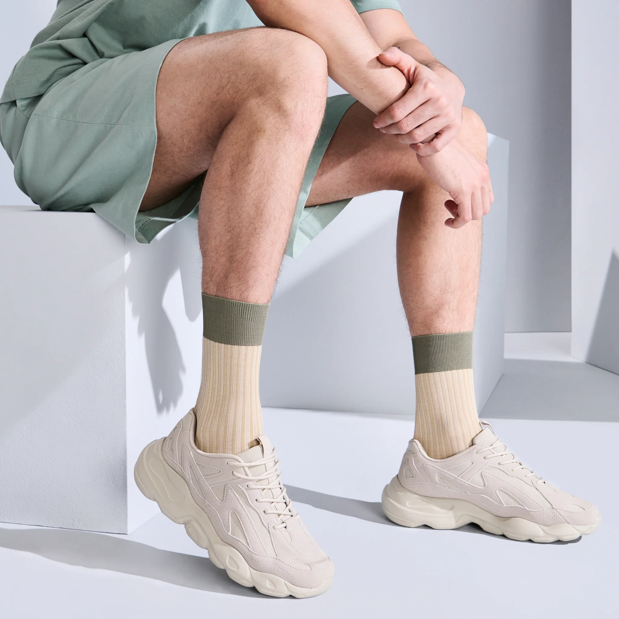 Striped Silky Cotton Crew Socks - Image 2