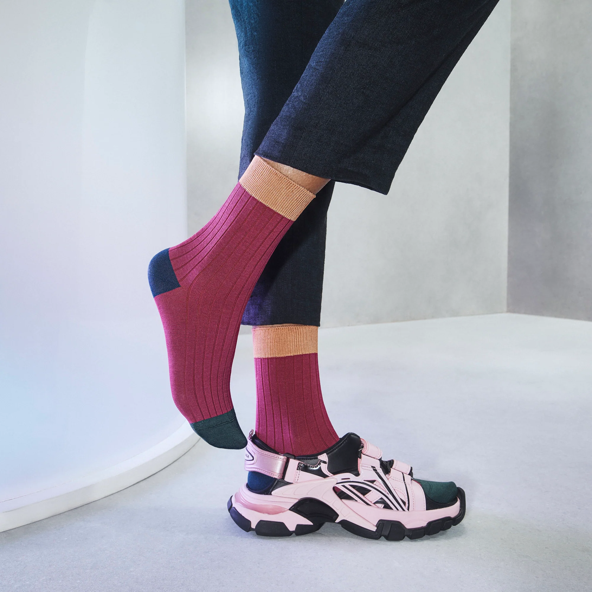 Quattro Colored Cotton Crew Socks