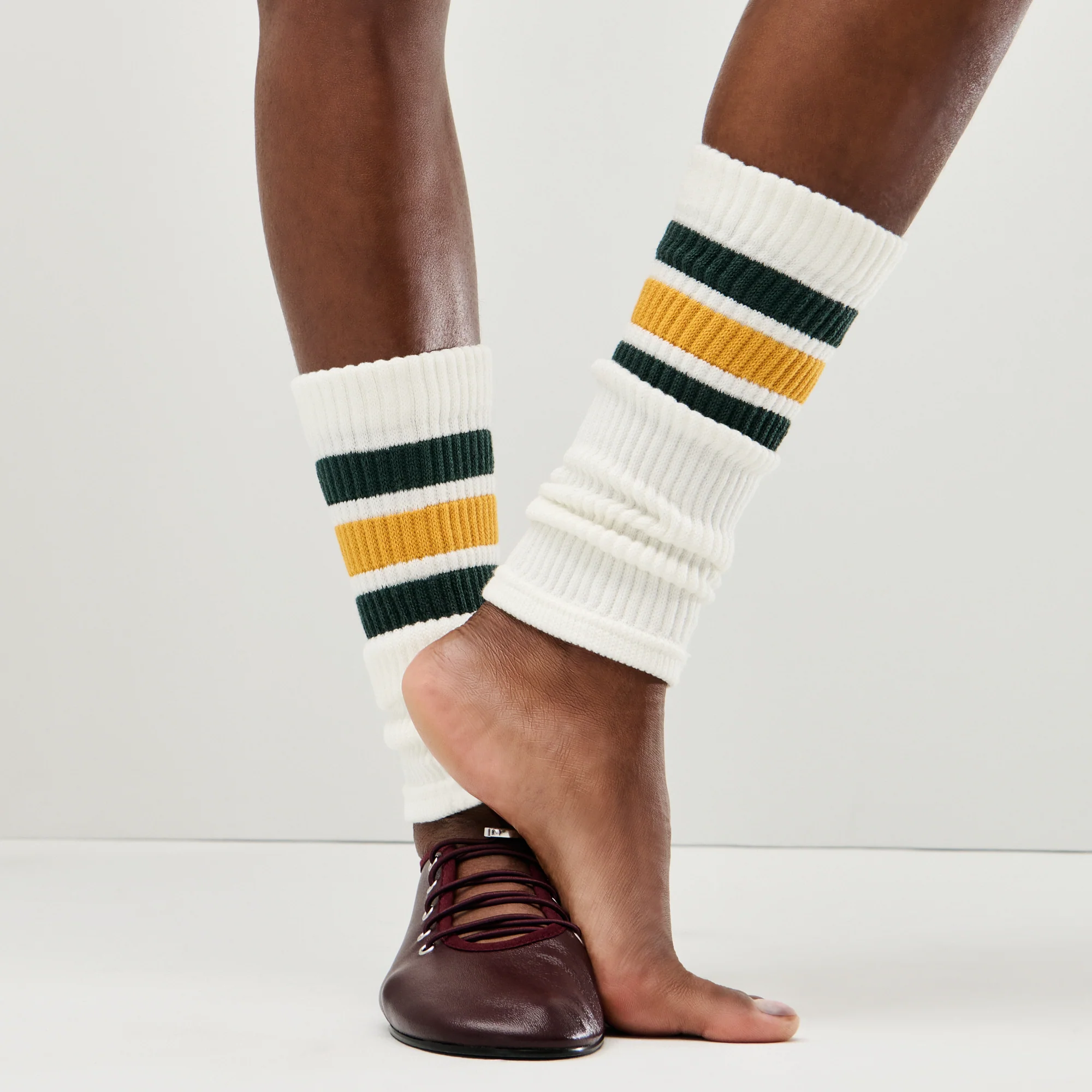 Sandwich-Stripes Cotton Leg Warmers