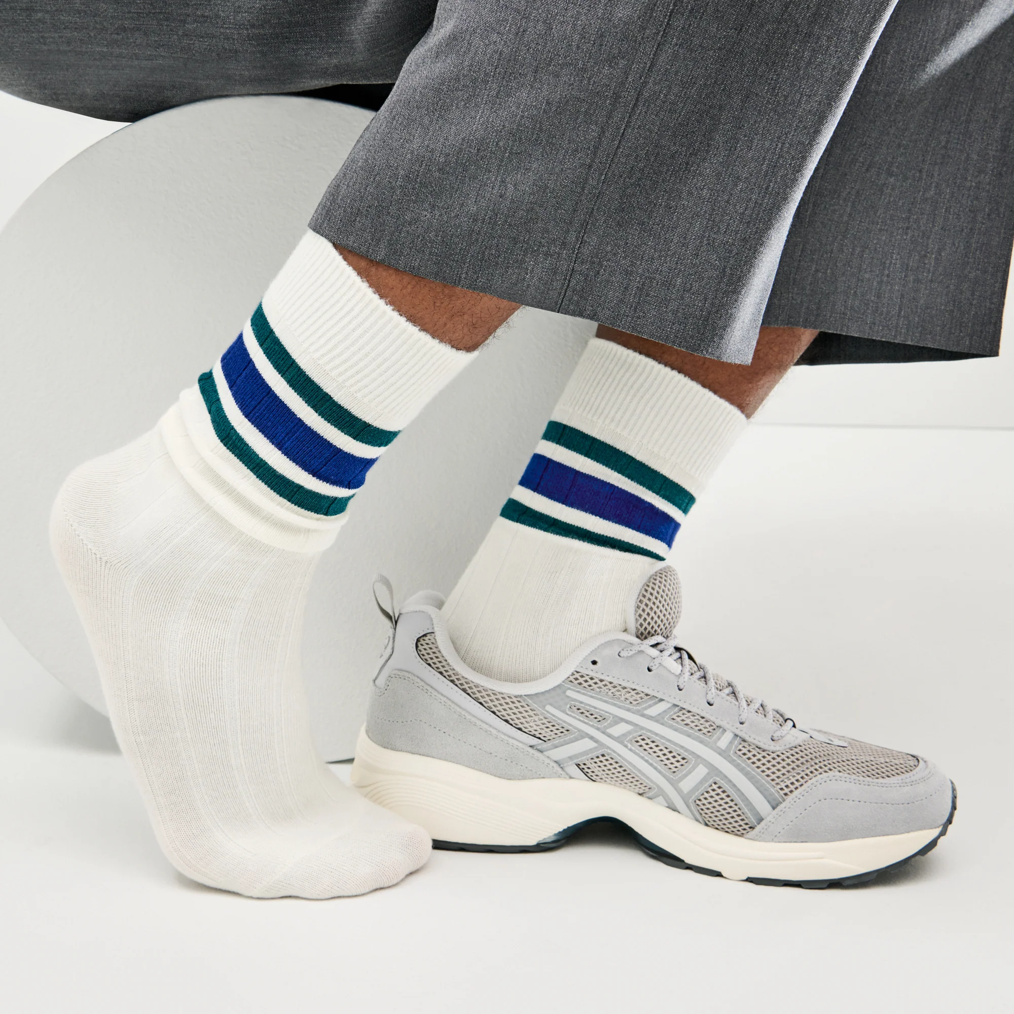 Sandwich-Stripes Crew Socks