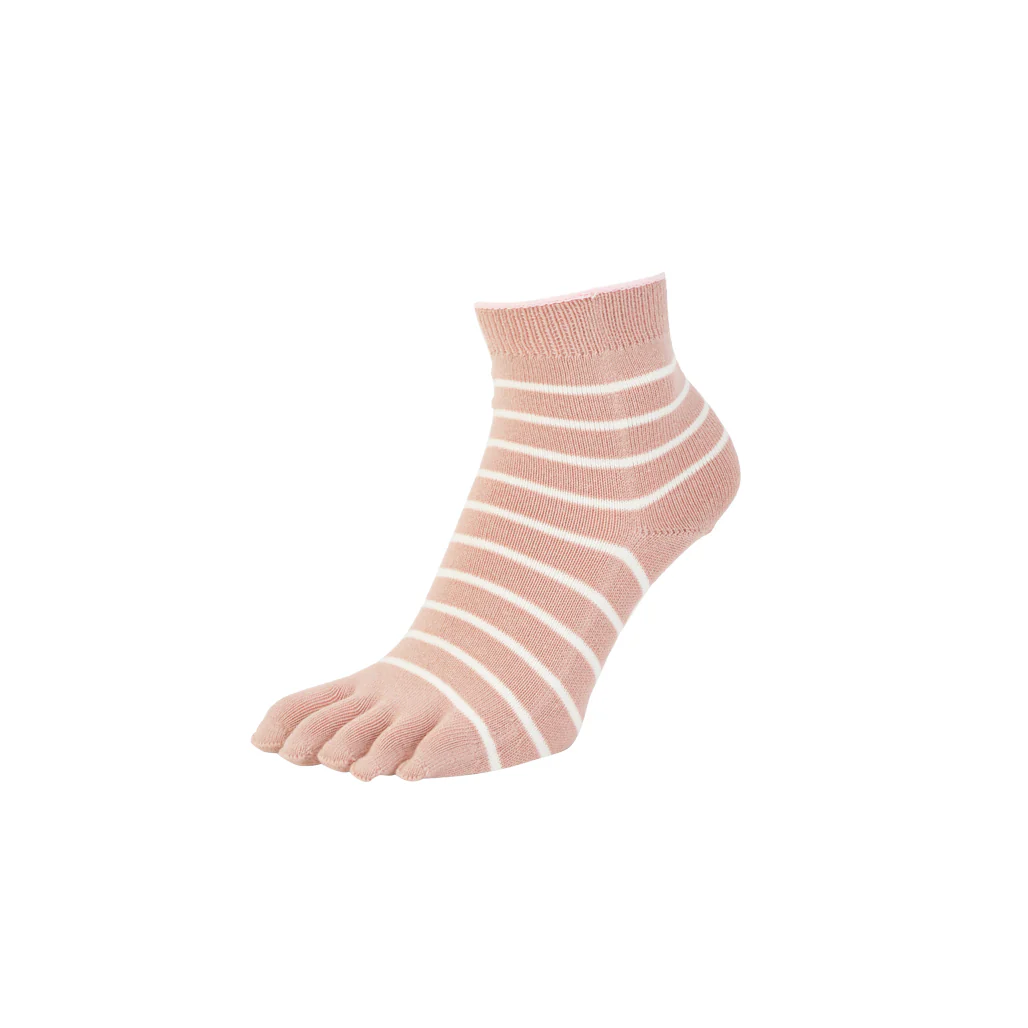 Striped Cotton Toe Quarter Socks - Image 6