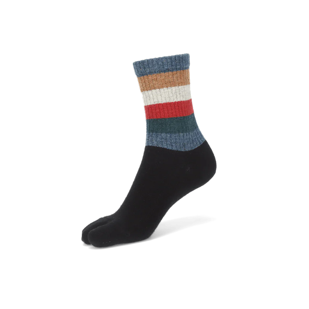 Striped Extra Fine Merino Tabi Crew Socks - Image 3