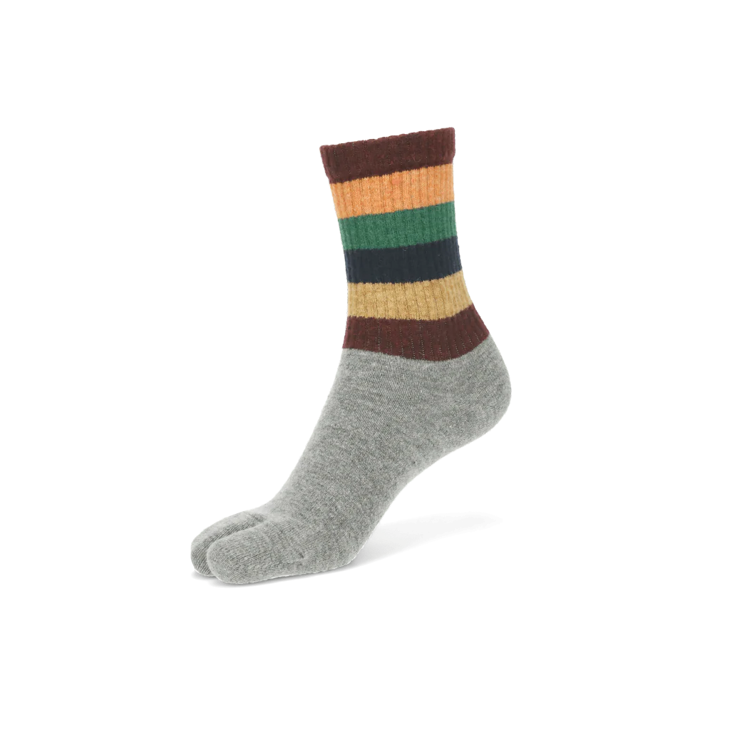 Striped Extra Fine Merino Tabi Crew Socks - Image 4