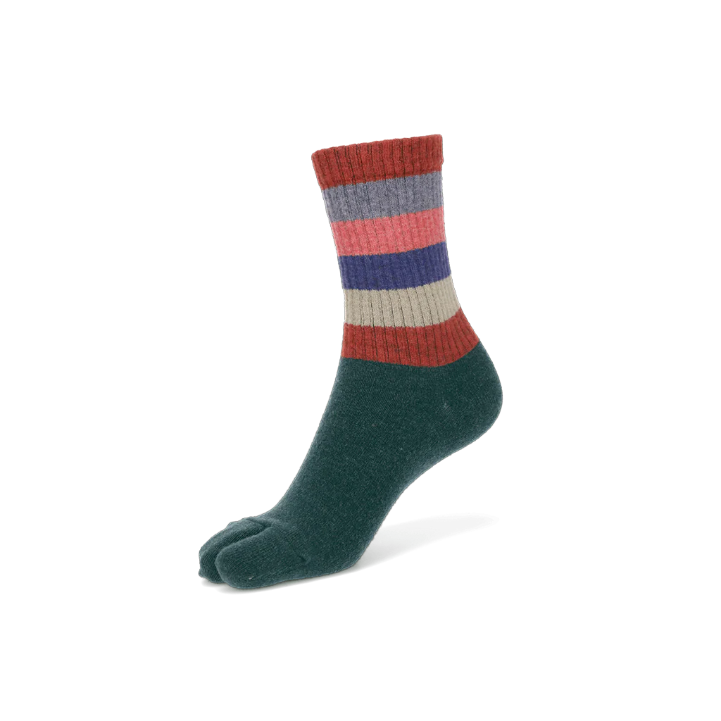 Striped Extra Fine Merino Tabi Crew Socks - Image 5