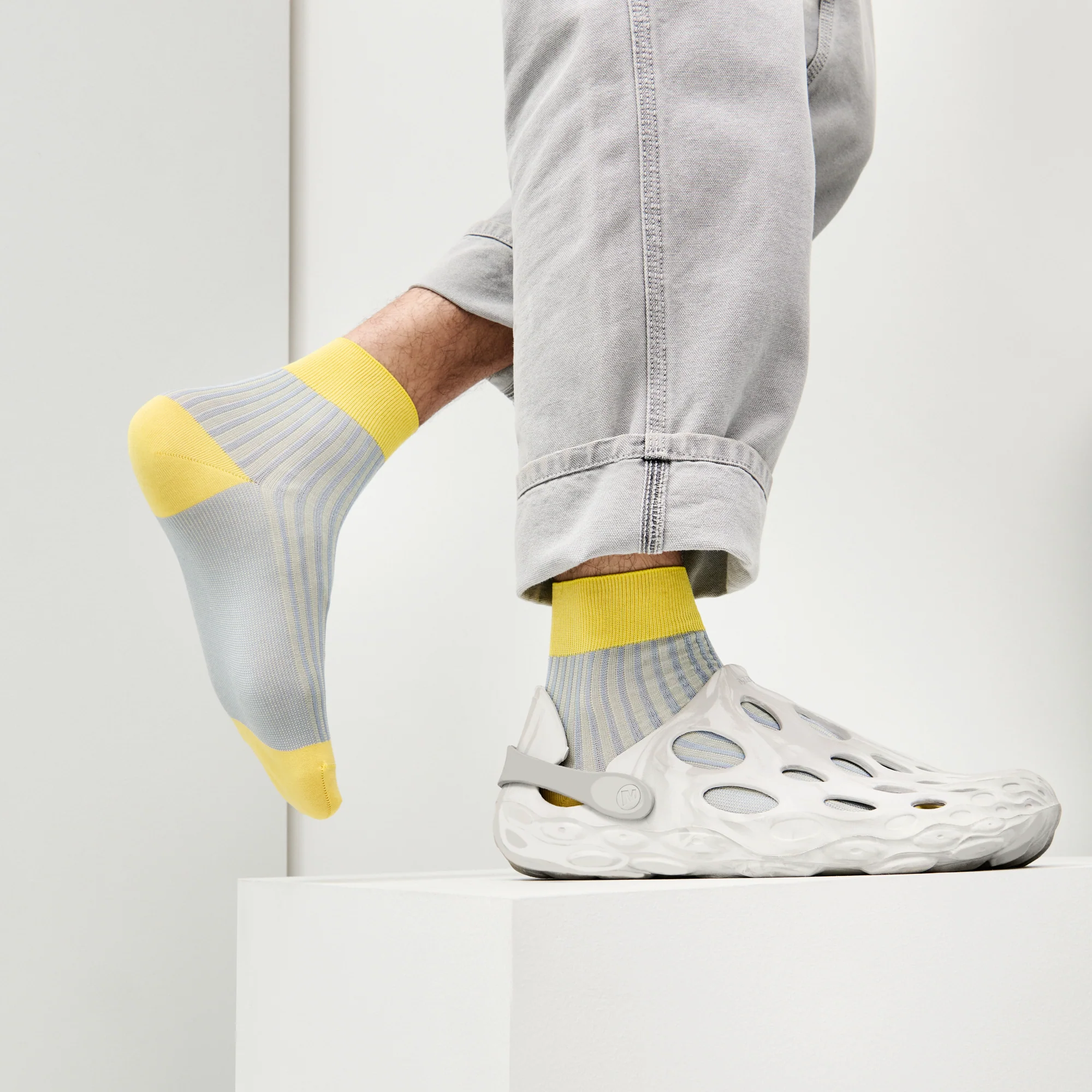 Striped Silky Cotton Quarter Socks