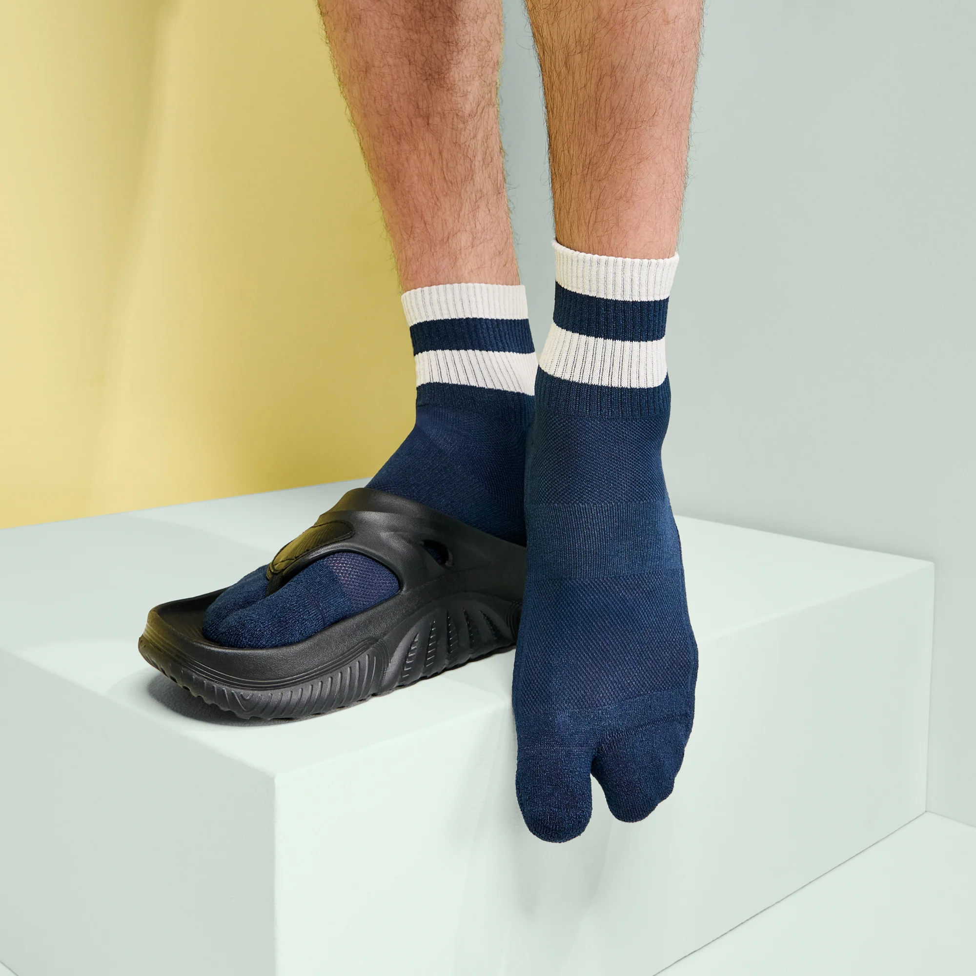Striped Washi Tabi Quarter Socks