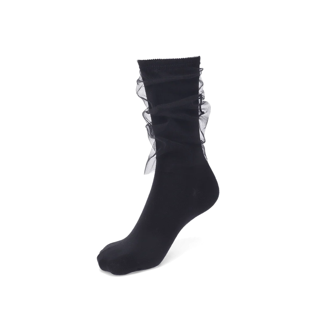 Tulle-Veiled Cotton Crew Socks - Image 3