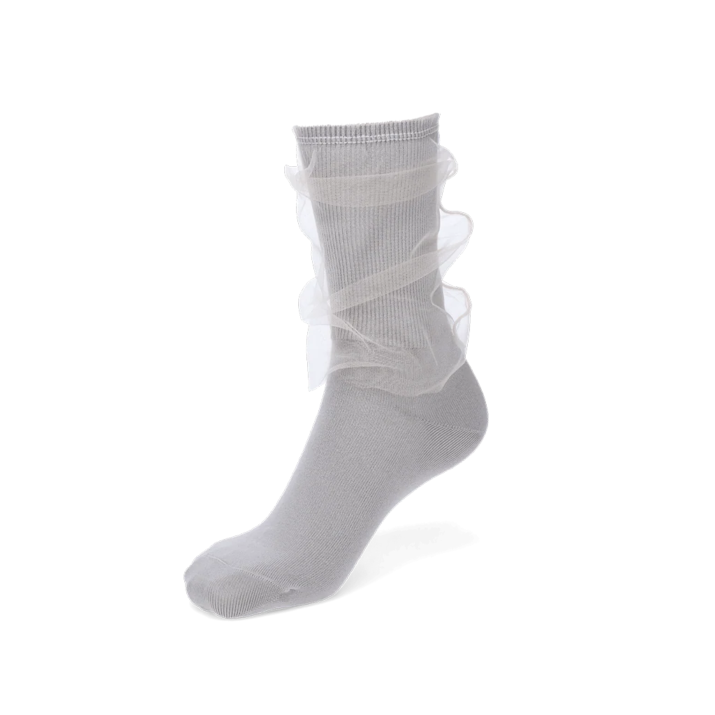 Tulle-Veiled Cotton Crew Socks - Image 4
