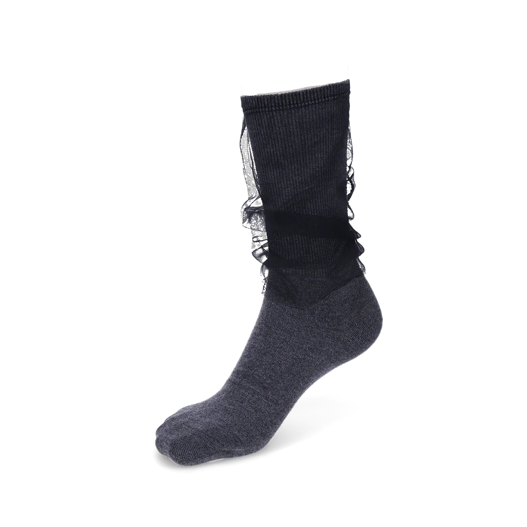 Tulle-Veiled Cotton Crew Socks - Image 5
