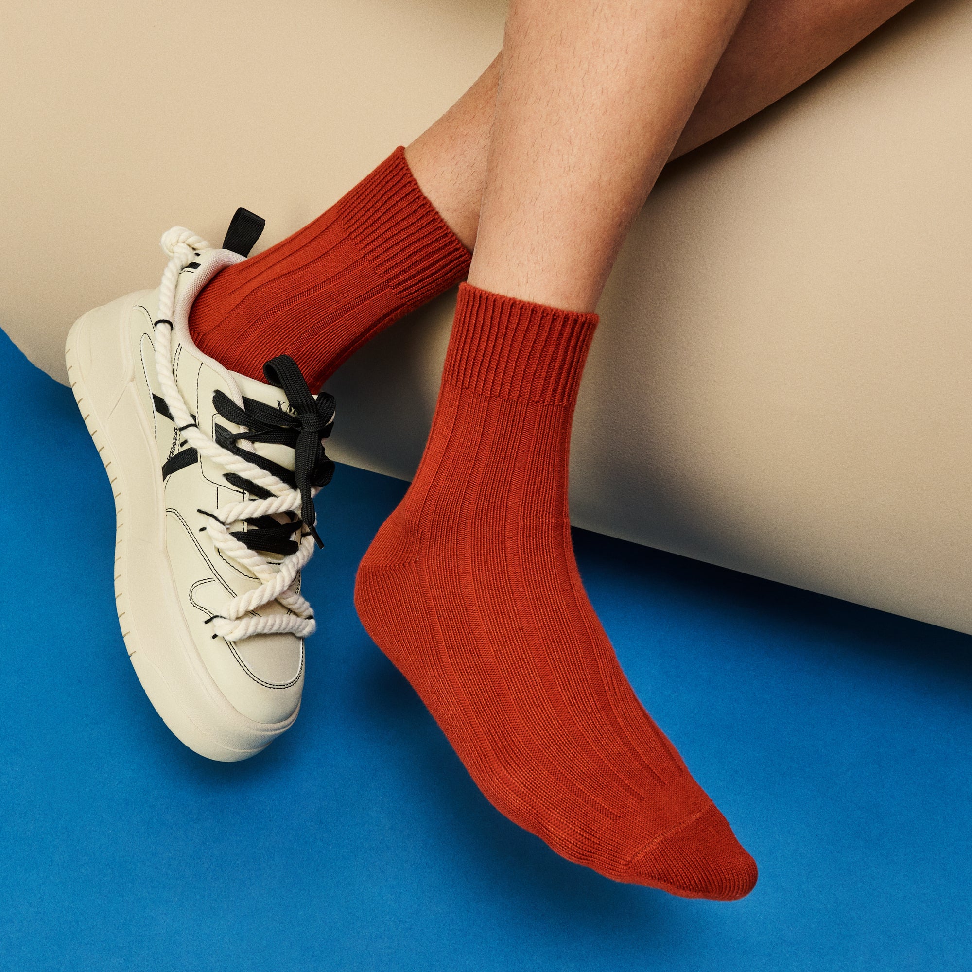Wide-Ribbed Cotton Quarter Socks